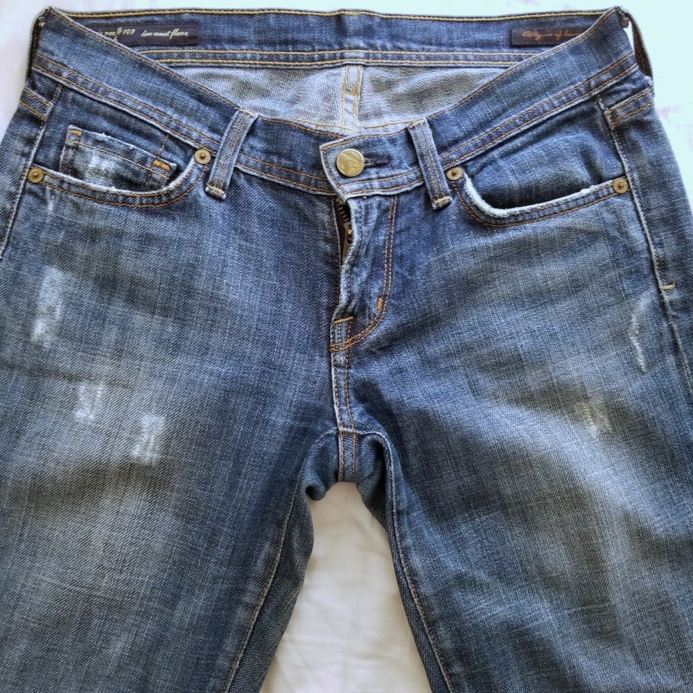 Citizens of Humanity blue destroyed straight jeans, women’s size 26, y2k style